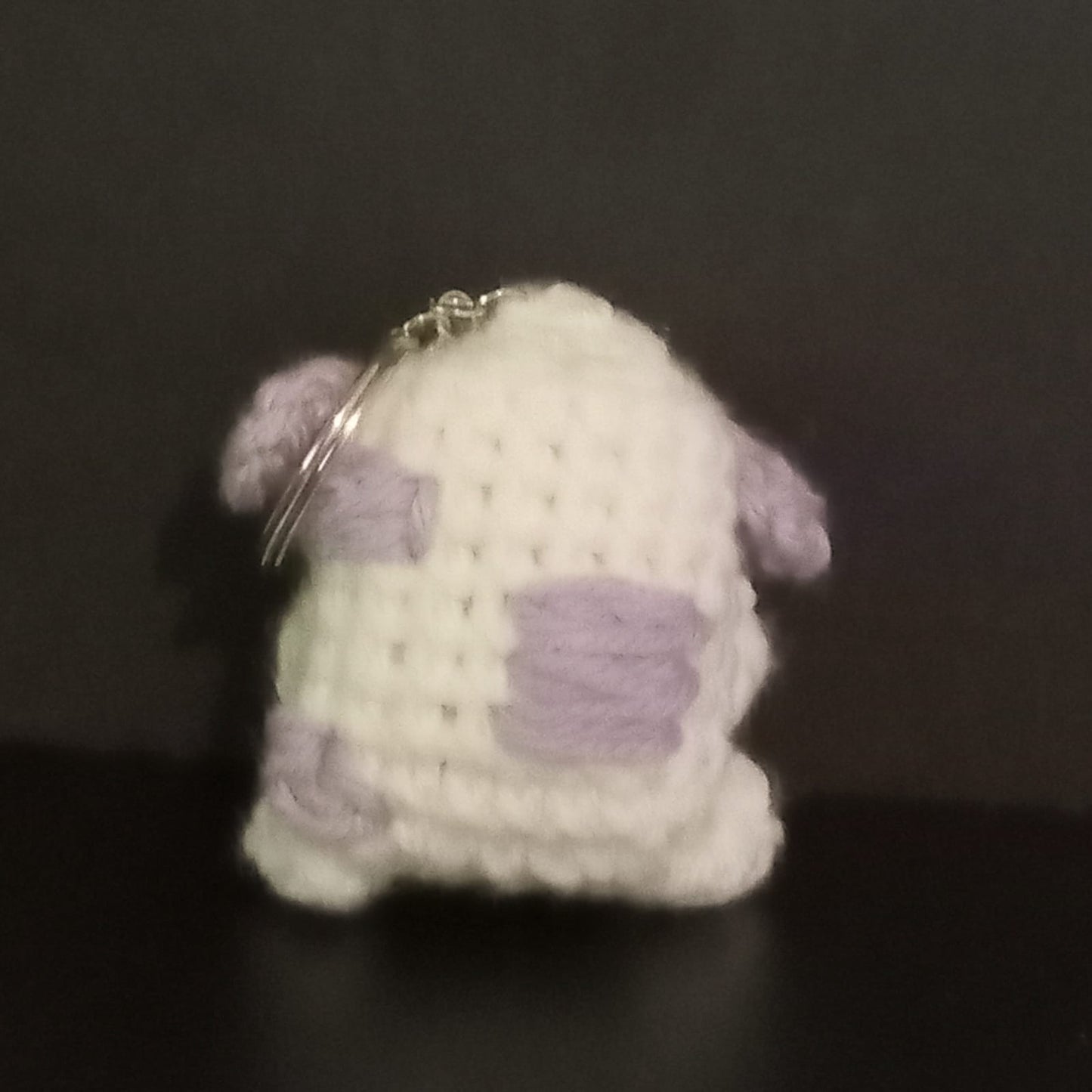 White and Purple Cow Keychain
