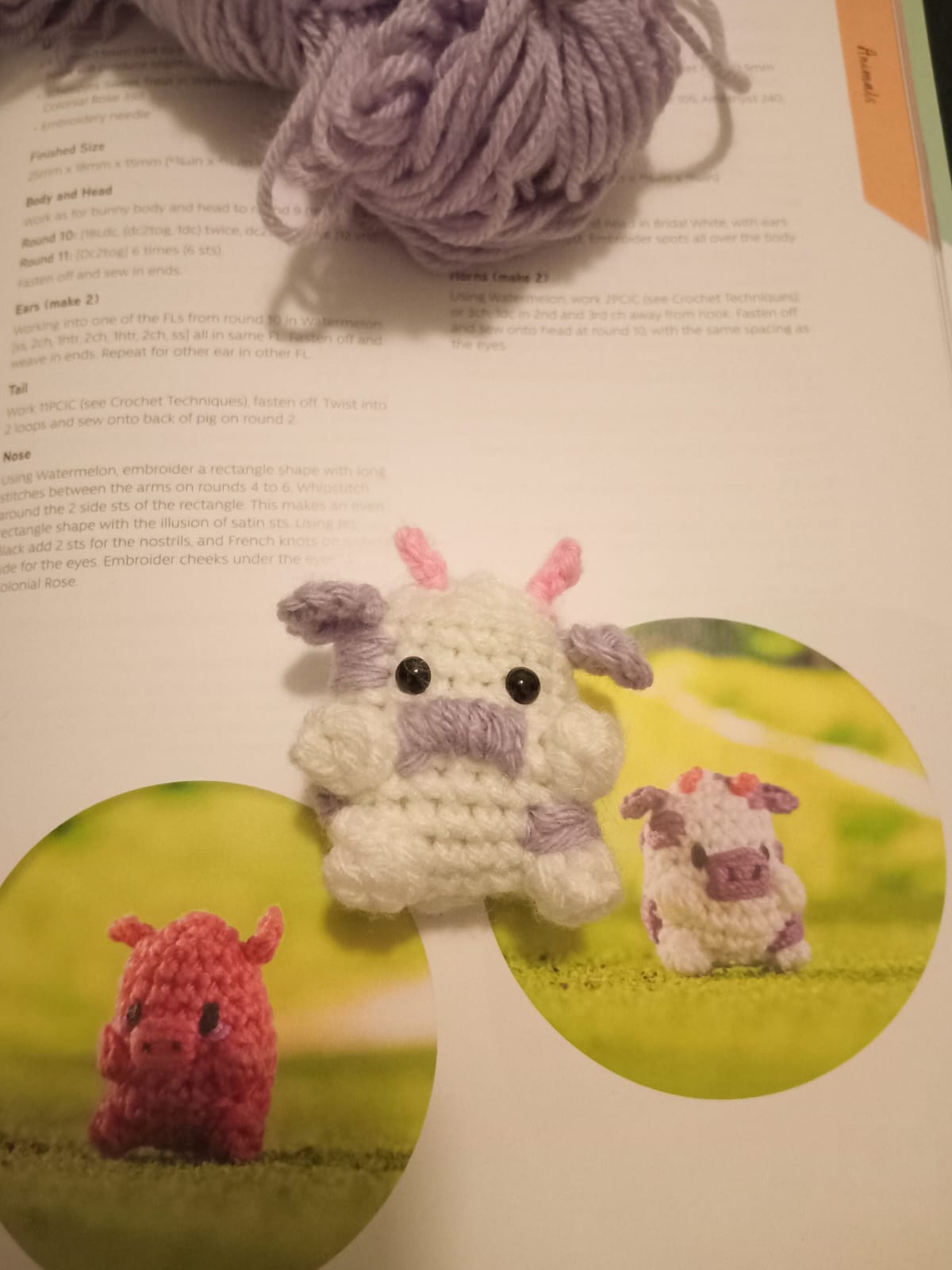 White and Purple Cow Keychain