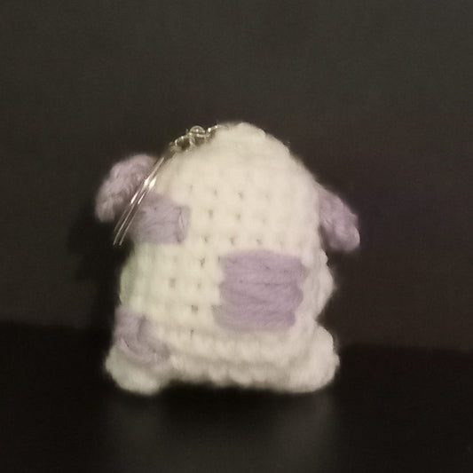 White and Purple Cow Keychain